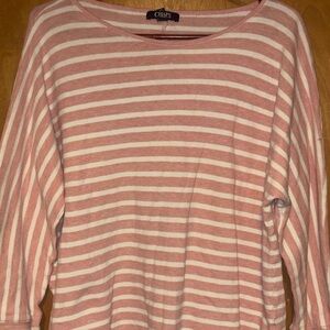 Chaps Pink and White Knit Top